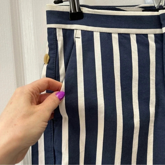 Banana Republic Ryan Shorts Blue White Stripes Gold Buttons Size 0 - Picture 5 of 14